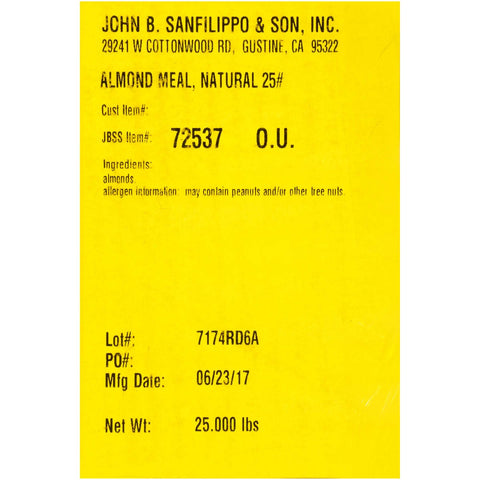 John B Sanfilippo and Son Natural Almond Meal, 25 Pound.