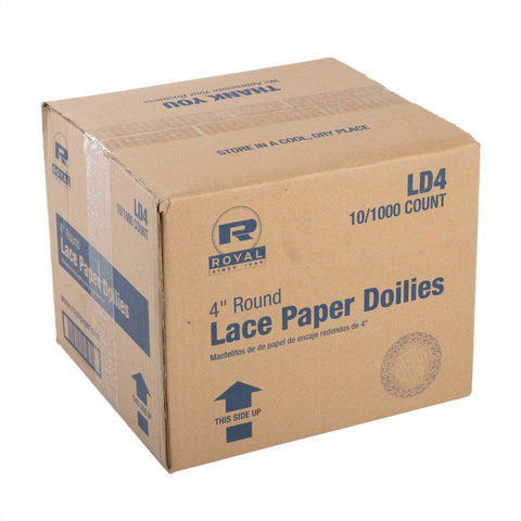 Royal Lace Doilie, 4 inch -- 10000 per case.