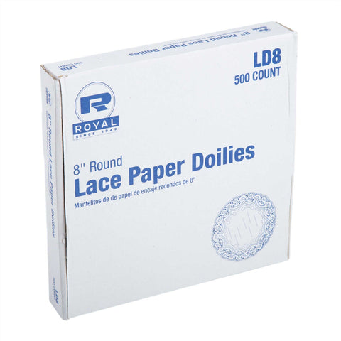 Royal Lace Doilie, 8 inch -- 5000 per case.