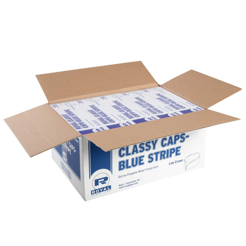 Royal Blue Stripe Classy Cap -- 1000 per case.
