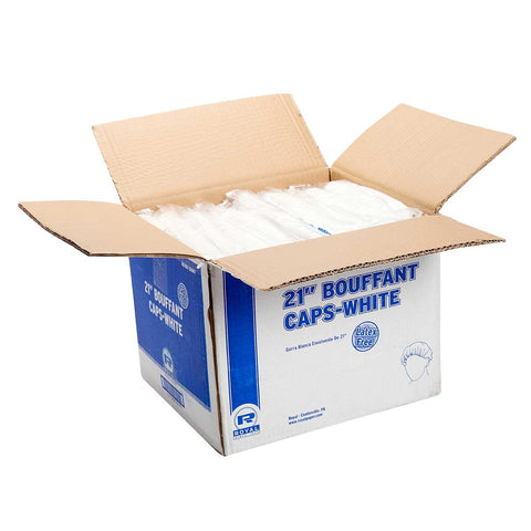 Royal 21 inch White Bouffant Cap, 100 count per pack -- 10 per case.