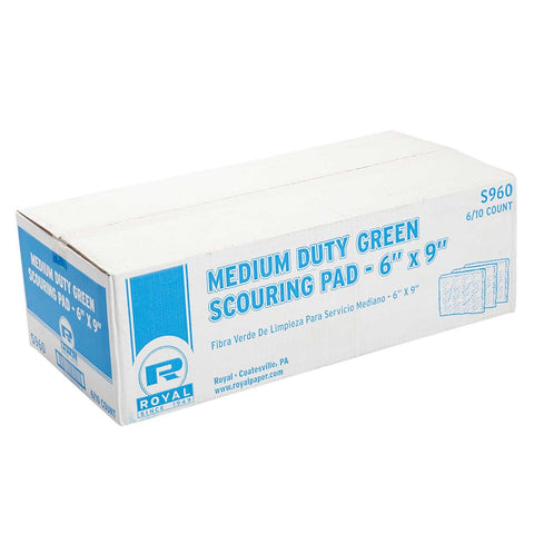 Royal Medium Duty Green Scouring Pad -- 60 per case.