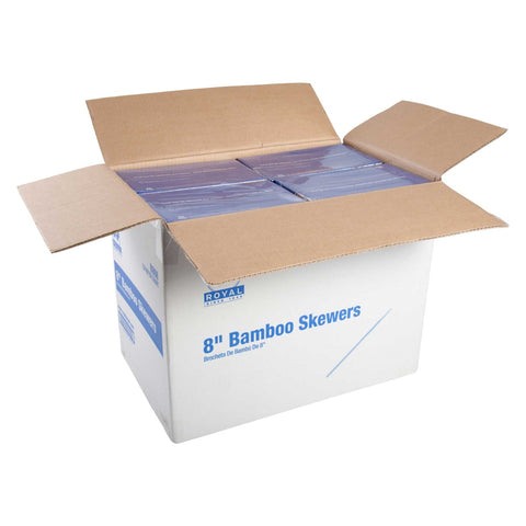 Royal 8 inch Bamboo Skewer, 100 count per pack -- 192 per case.