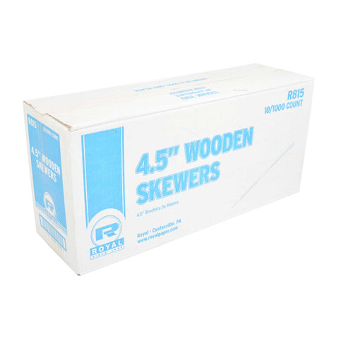 Royal 4.5 inch Wood Skewer, 1000 count per pack -- 10 per case.