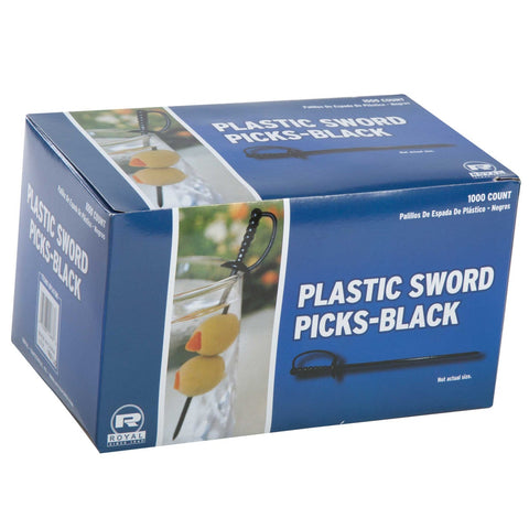Royal Black Plastic Sword Pick -- 10000 per case.