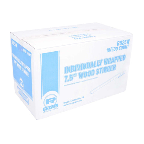 Royal Individually Wrapped Wood Coffee Stirrer, 7 1/2 inch -- 5000 per case.