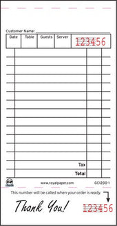 Royal White Booked 1 Part 15 Lines Guest Check Single Part Paper -- 100 per case.