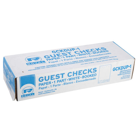 Royal White Booked 1 Part Unlined Guest Check Board -- 100 per case.