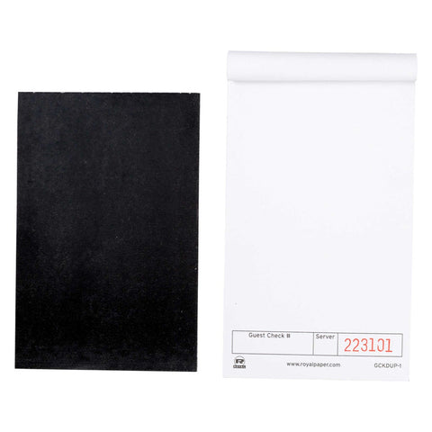 Royal White Booked 1 Part Unlined Guest Check Board -- 100 per case.