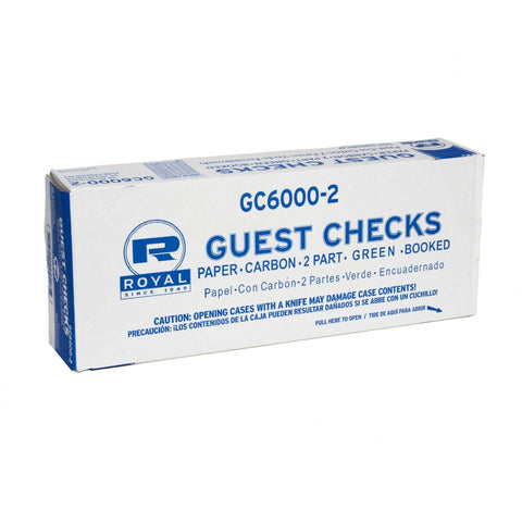 Royal Interleav Green Booked 2 Part 17 Lines Guest Check Carbon Paper -- 50 per case.