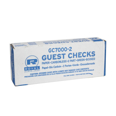 Royal Green Booked 2 Part 17 Lines Cabonless Guest Check Board -- 50 per case.