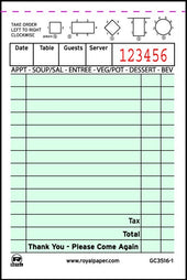 Royal Green Booked 1 Part 14 Lines Guest Check Paper -- 100 per case.