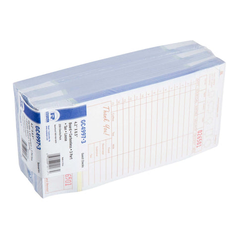 Royal Tan Loose 3 Part 15 Lines Cabonless Guest Check Board -- 2000 per case.