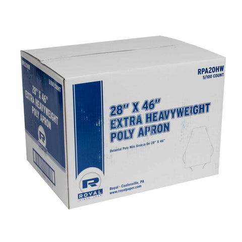 Royal 1.77 Mil Polyethylene Apron, 28 x 46 inch -- 500 per case.