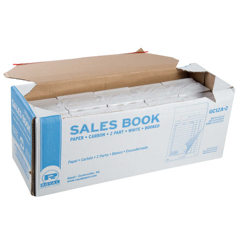 Royal White Booked 2 Part 13 Lines Carbon Sales Book Paper -- 100 per case.