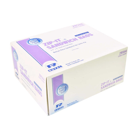 Royal Double Zipper Sandwich Bag, 6.5 x 6 inch -- 500 per case.