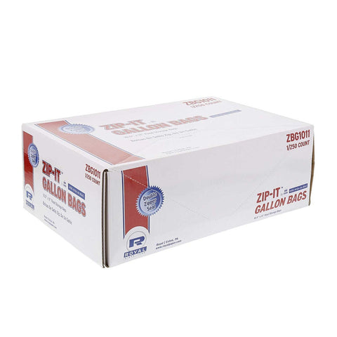 Royal Double Zipper Gallon Bag, 250 count per pack.