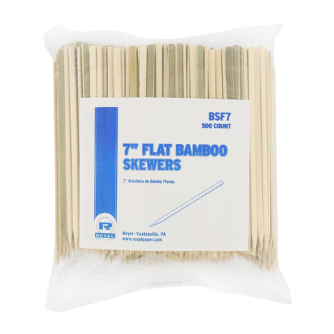 Royal Flat Bamboo Skewer, 500 count per pack -- 6 per case.