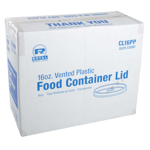 Royal Polypropylene Clear Vented Food Container Lid, 16 Ounce -- 500 per case.