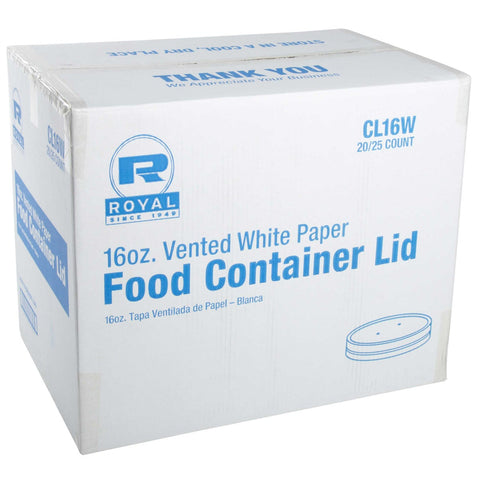 Royal White Vented Food Container Paper Lid, 16 Ounce -- 500 per case.