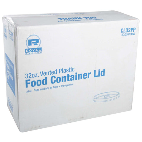 Royal Polypropylene Clear Vented Food Container Lid, 32 Ounce -- 500 per case.