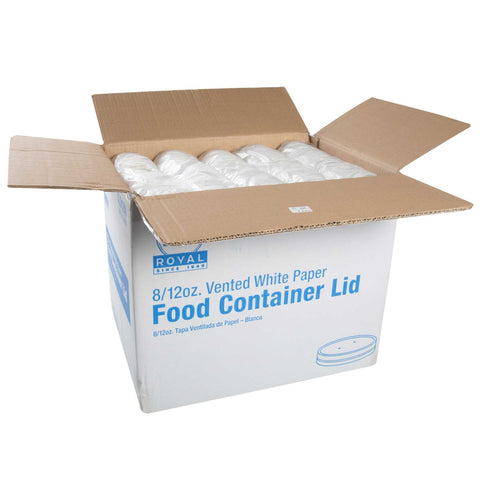 Royal White Vented Food Container Lid, 8/12 Ounce -- 500 per case.