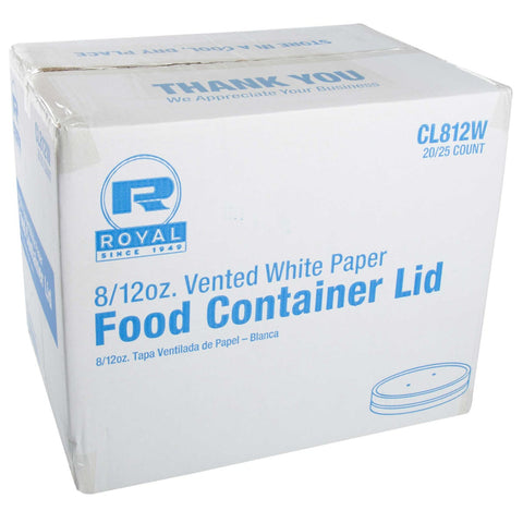 Royal White Vented Food Container Lid, 8/12 Ounce -- 500 per case.