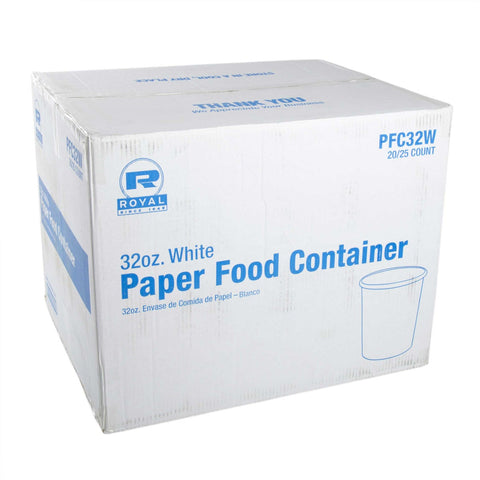 Royal White Paper Food Container, 32 Ounce -- 500 per case.