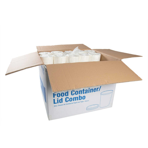 Royal White Paper Food Container and Lid, 32 Ounce -- 250 per case.