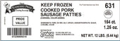 Odoms Tennessee Pride Fully Cooked Trimmed No Msg Formed Sausage Patty, 12 Pound.