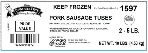 Odoms Tennessee Pride Value Fresh Mild Sausage Tube, 5 pound -- 2 per case