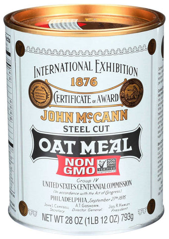McCanns Steel Cut Irish Oatmeal - Tin, 28 Ounce --12 per case.