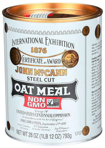 McCanns Steel Cut Irish Oatmeal - Tin, 28 Ounce --12 per case.