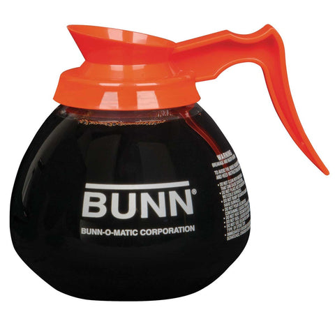 Bunn O Matic Orange 12 Cup Glass Coffee Decanter.