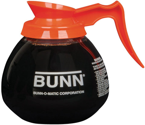 Bunn Glass 12 Cup Coffee Decanter with Orange Handle, 64 Ounce -- 24 per case