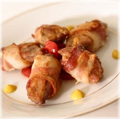 Manchester Farms Bacon Wrapped Filet Marinated Boneless Quail Breast, 2.5 Pound -- 2 per case.