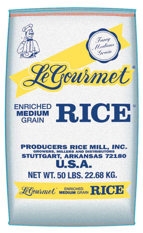 Producers Rice Le Gourmet Medium Grain Rice, Maximum Broken Content 4 Percent, 50 Pound.
