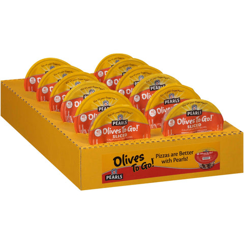 Pearls Black Sliced Ripe Olives, 1.4 Ounce Cup -- 12 per case.