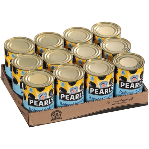 Pearls Reduced Sodium Large Pitted Olives, 6 Ounce -- 12 per case.