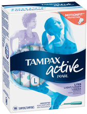 Tampax Pearl Active Junior/Lites Tampons, 18 count per pack -- 12 per case.