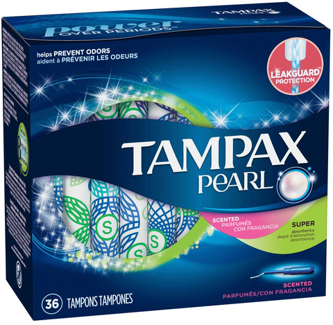 Tampax Pearl Super Tampons, 36 count per pack -- 12 per case.