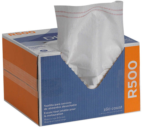 GP Pro Dixie R500 White and Red Stripe Disposable Foodservice Towel, 160 count per pack