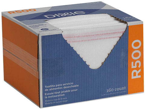 GP Pro Dixie R500 White and Red Stripe Disposable Foodservice Towel, 160 count per pack