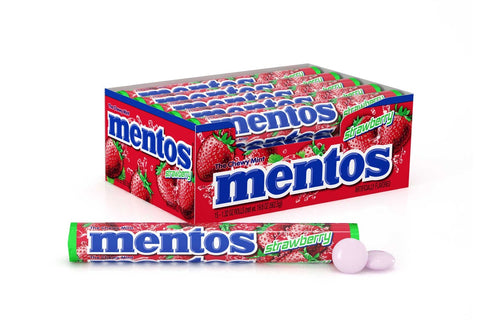 Mentos Chewy Mints Strawberry - box of 15 rolls, 24 boxes per case