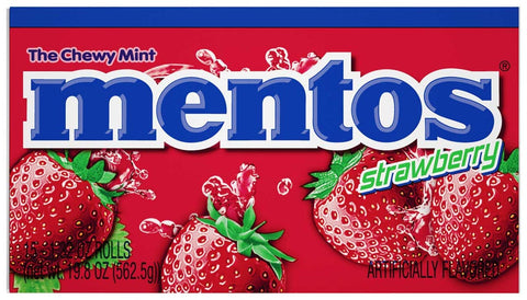 Mentos Chewy Mints Strawberry - box of 15 rolls, 24 boxes per case