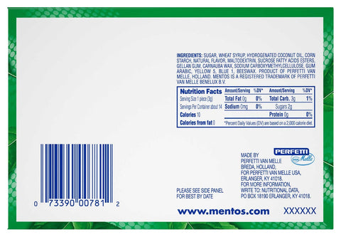 Mentos Spearmint Candy Roll, 1.32 Ounce -- 210 per case.