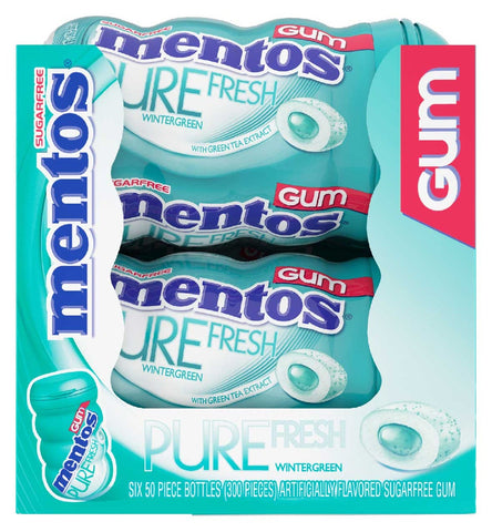 Mentos Wintergreen Sugar Free Gum, 50 piece per pack -- 36 per case.