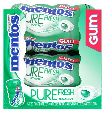 Mentos Pure Spearmint Fresh Gum -- 36 per case.
