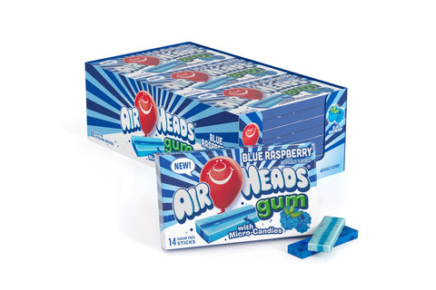 Airheads Blue Raspberry Sugar Free Gum Sticks, 14 pieces per pack -- 144 per case.