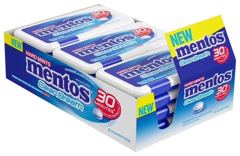 Mentos 0.74 Ounce Clean Breath Peppermint Sugarfree Gum, 30 count per pack -- 144 per case.